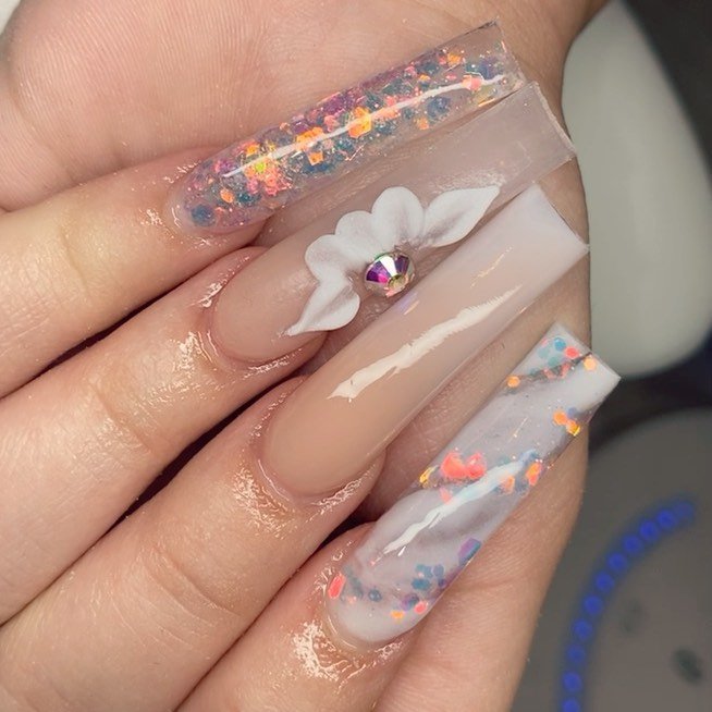 Artistic Nails with Floral Design