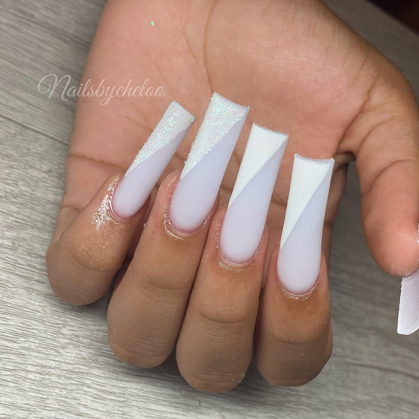 Elegant White Glitter French Tips