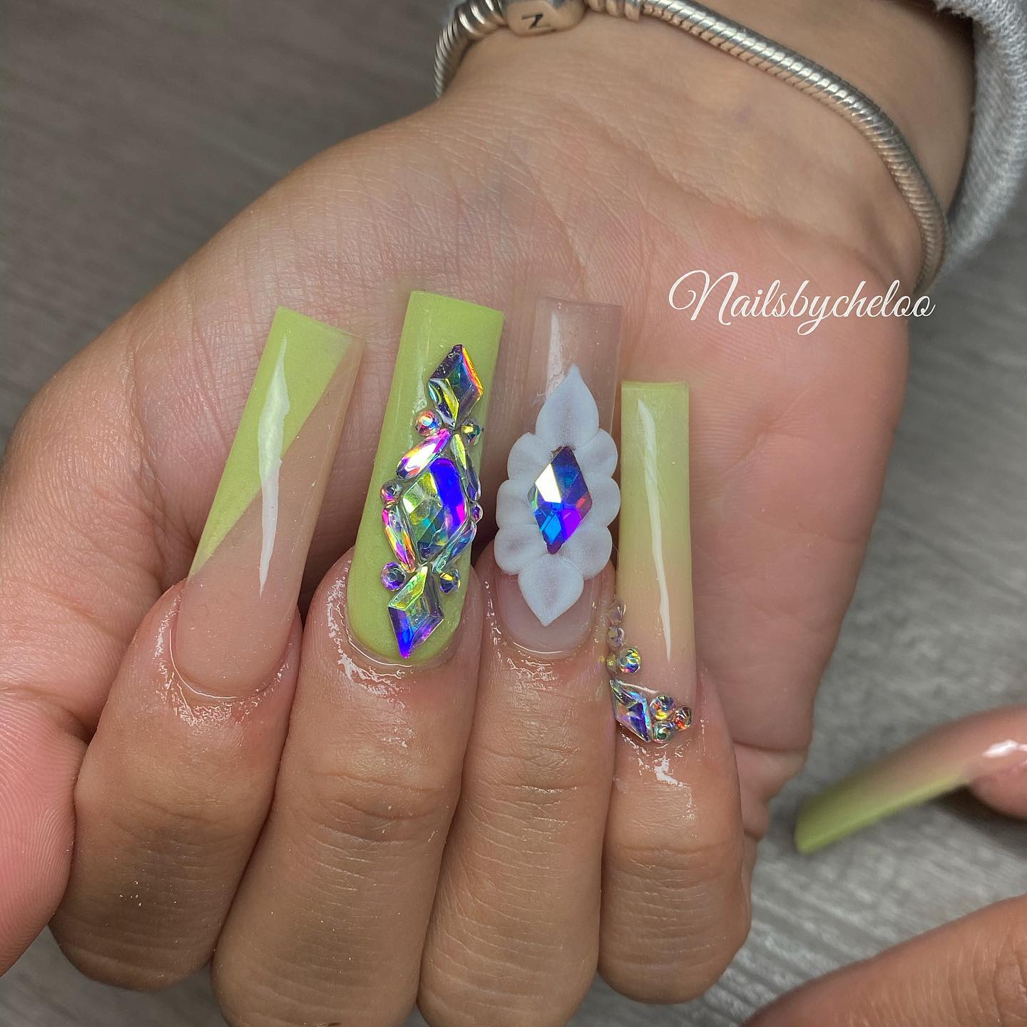 Artistic Nail Design with Gems
