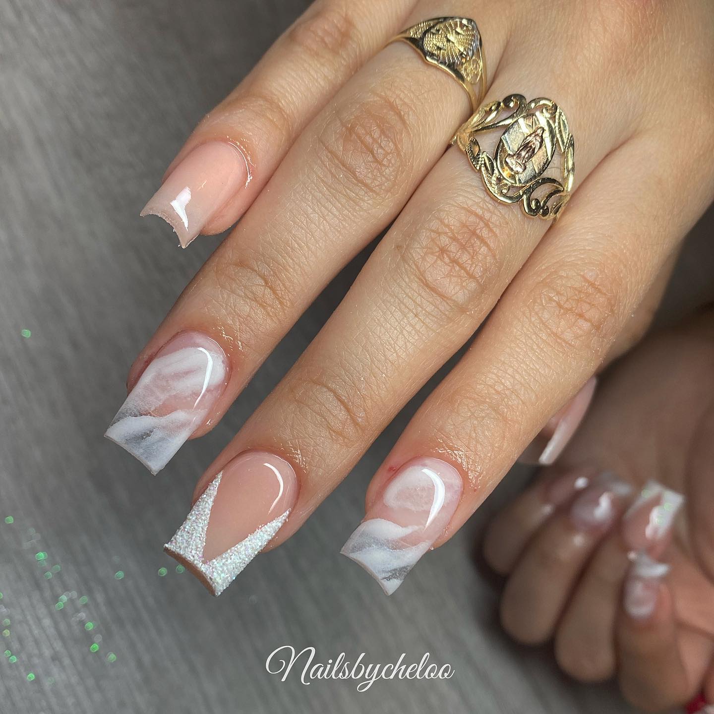 Elegant Nude and White Nail Art