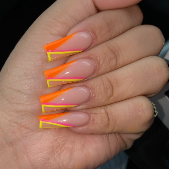 Neon Geometric Nail Art