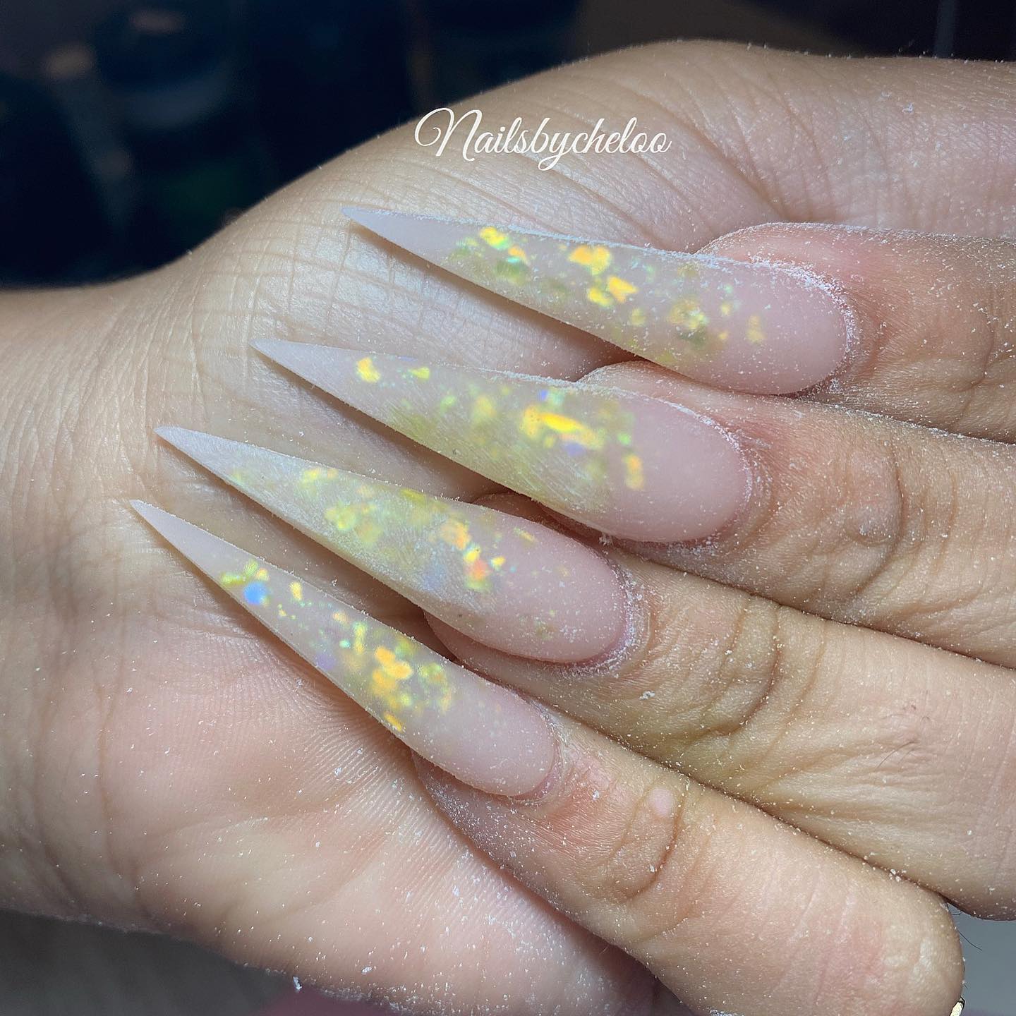 Stiletto Nails with Glitter