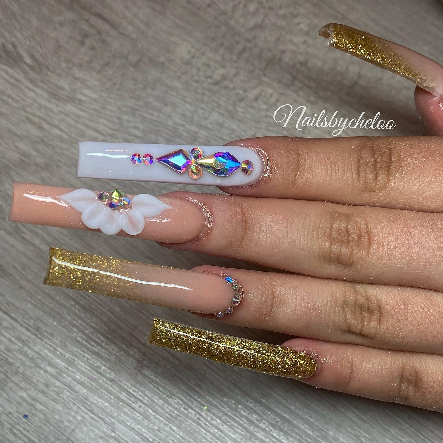Glamorous Nail Art with Rhinestones