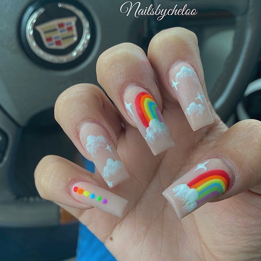 Colorful Rainbow Nail Art