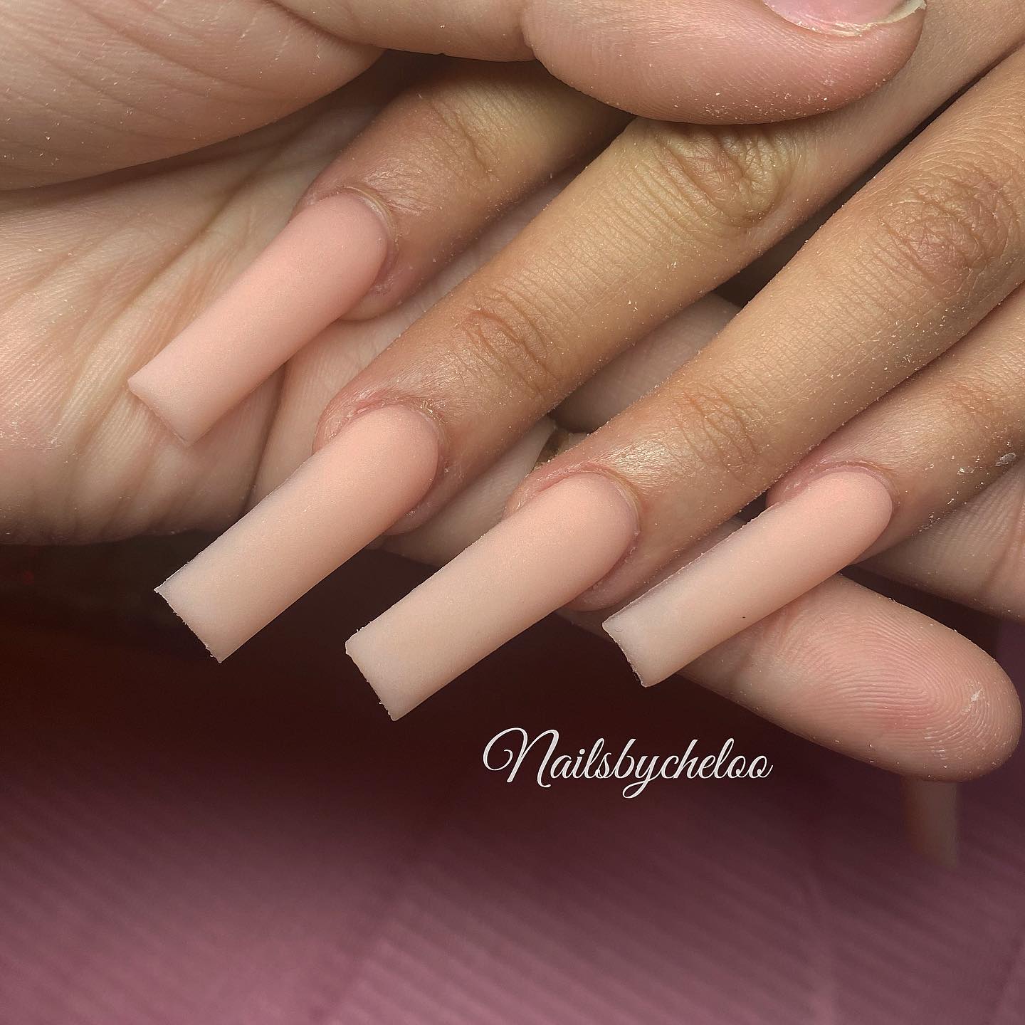 Matte Nude Square Nails