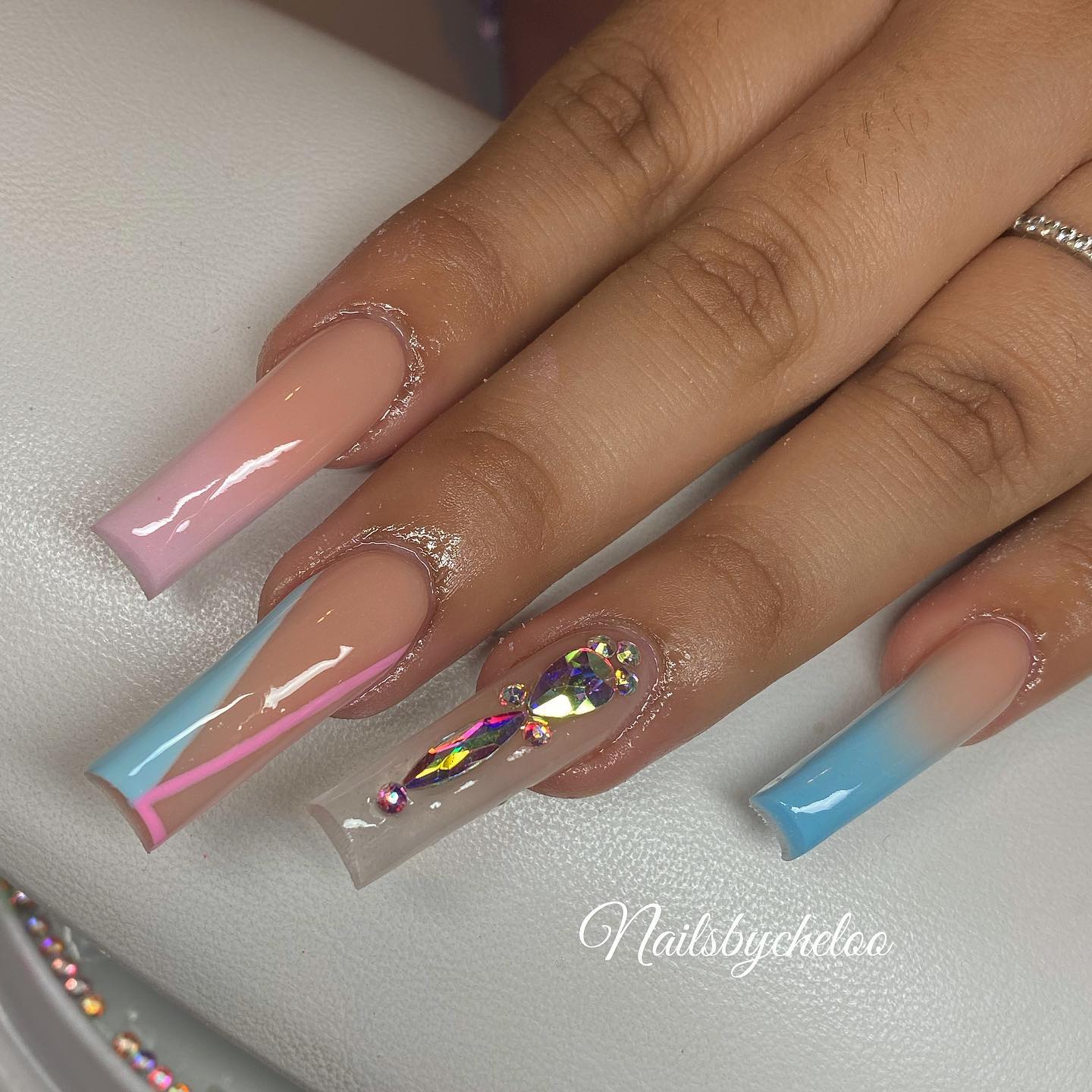 Nail Art with Ombre and Gems
