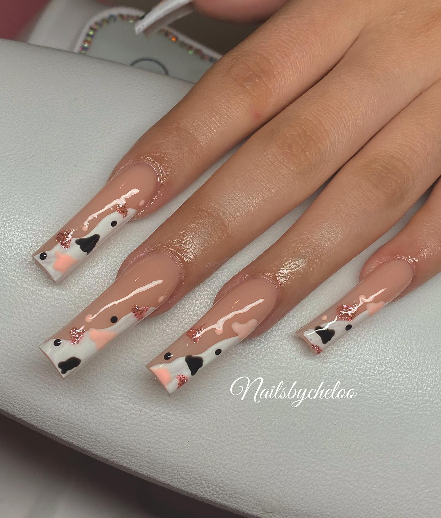 Artistic Cow Print Nails