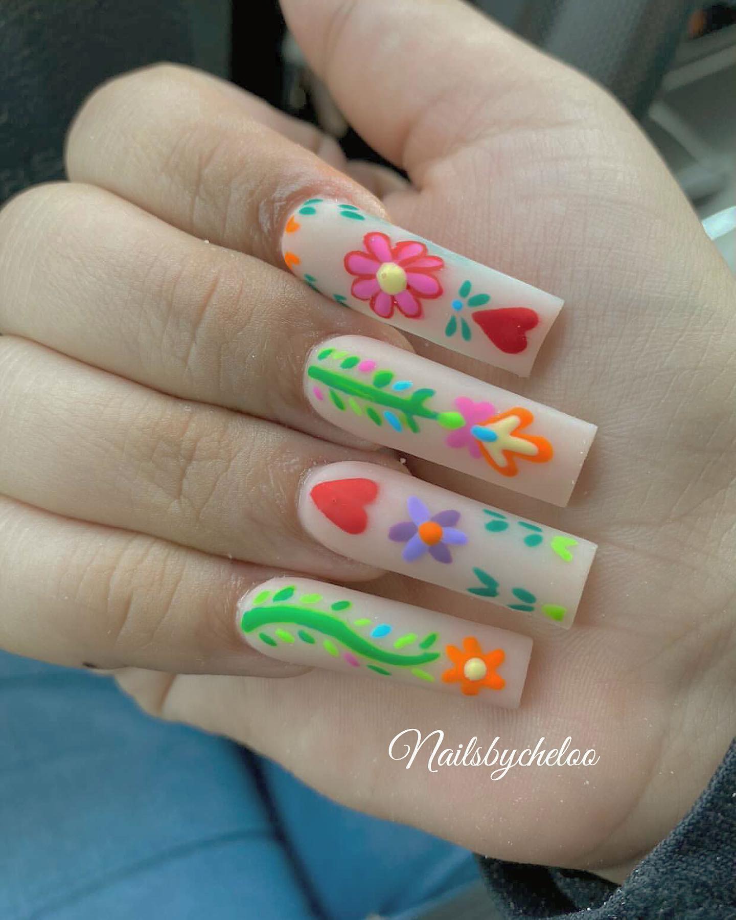 Colorful Floral Nail Art
