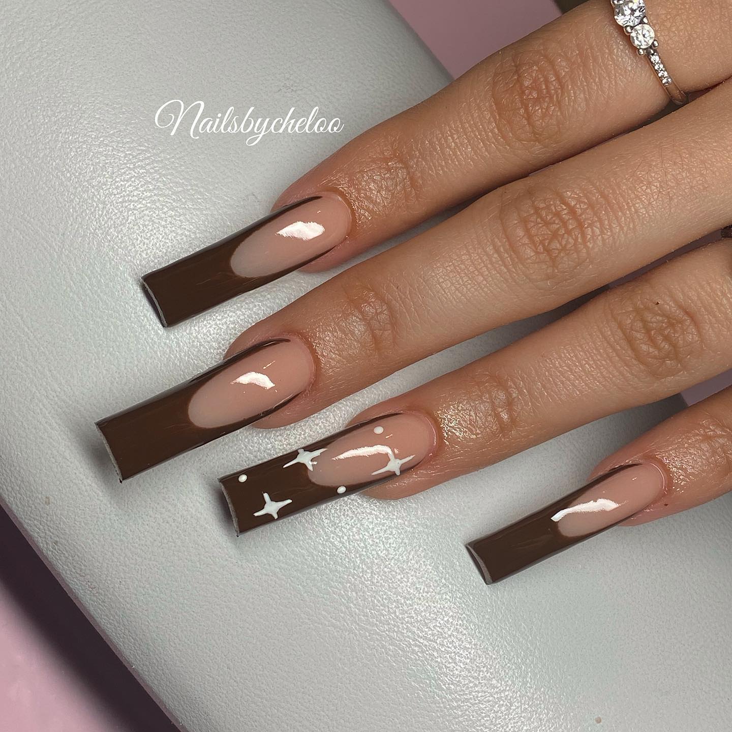 Stylish Brown and Nude Nails