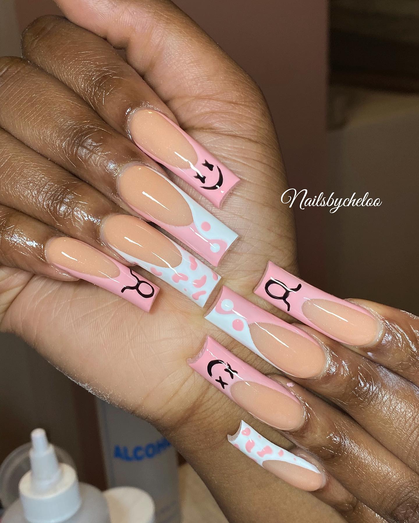 Artistic Pink and Nude Nails