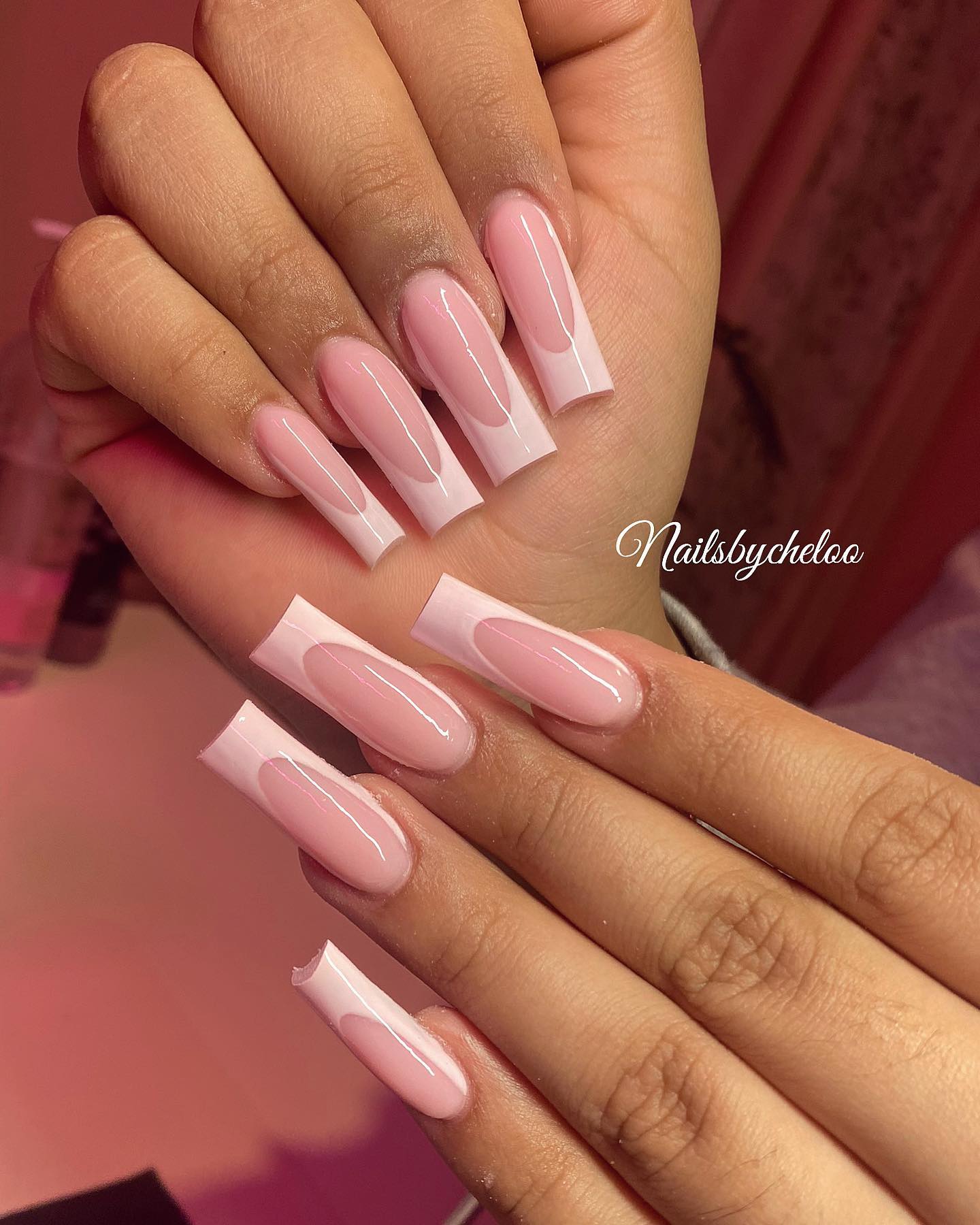Elegant Pink Ombre Nails
