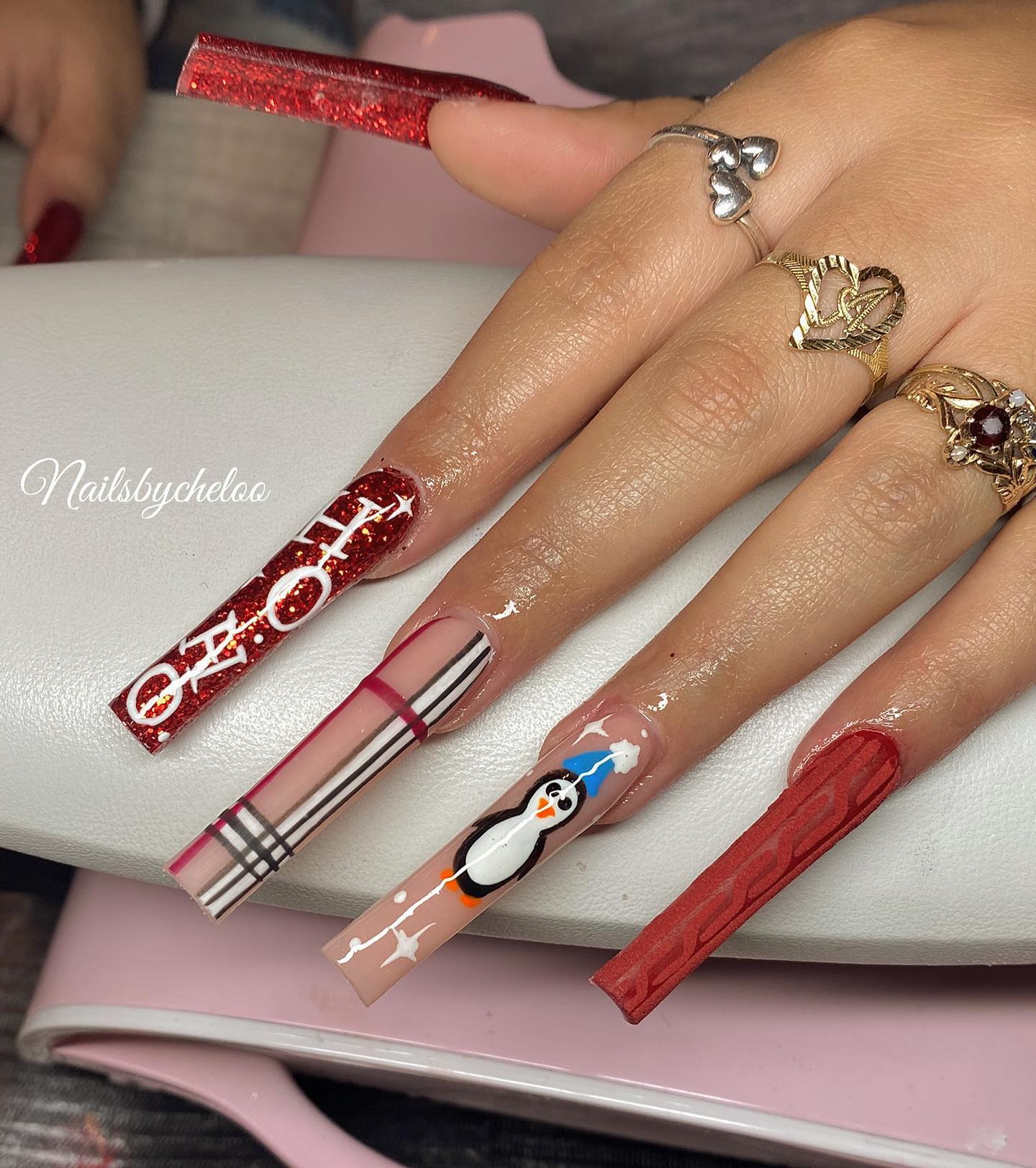 Festive Penguin Nail Art