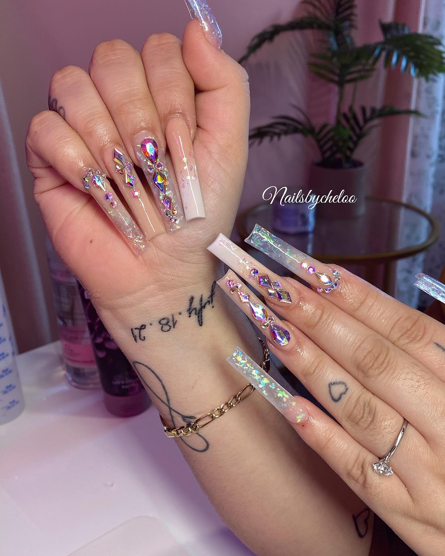 Glamorous Rhinestone Nails