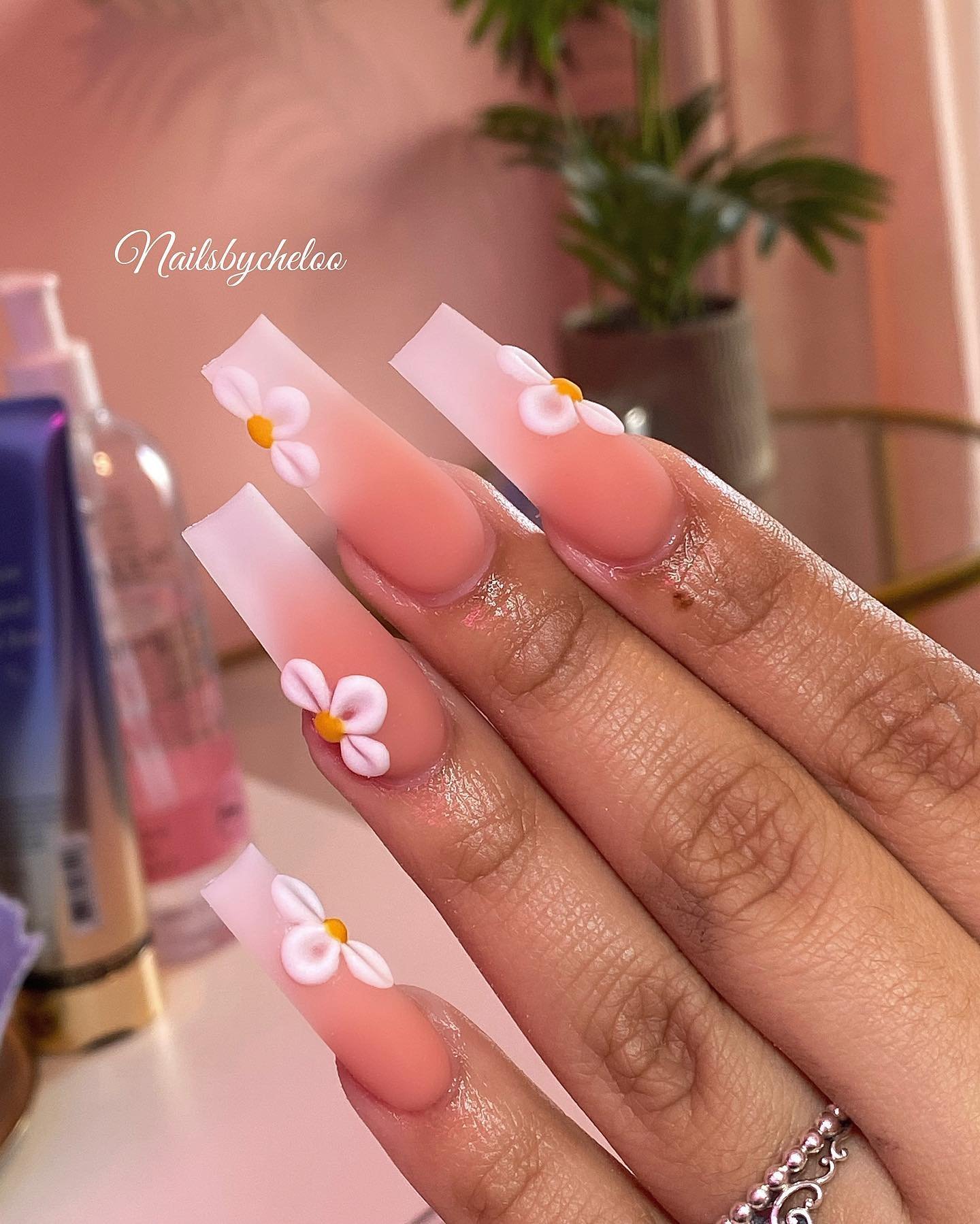 Floral French Tip Nails