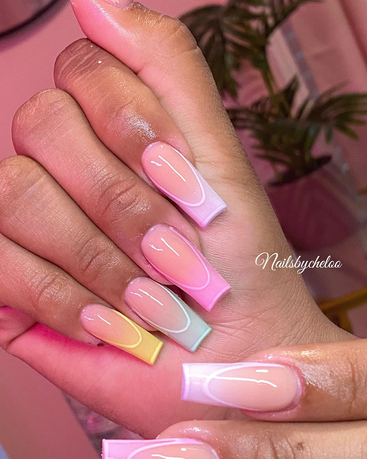 Stylish Ombre Nails with Colorful Tips