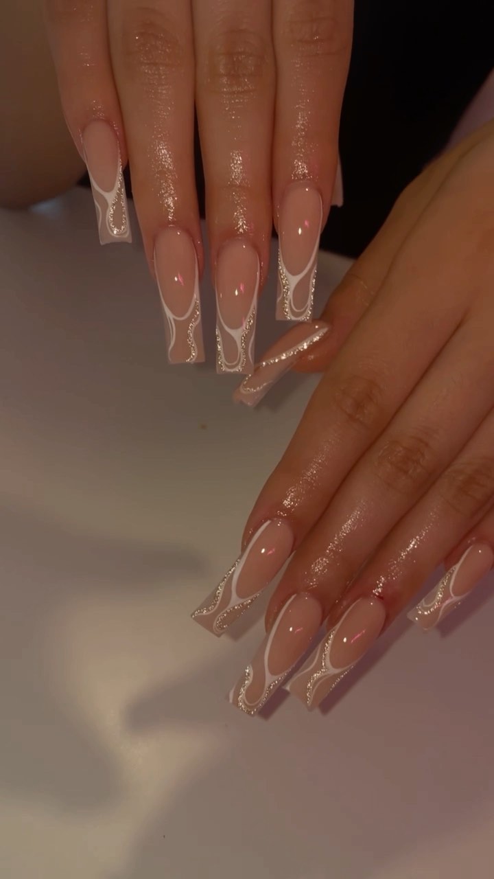 Elegant Nude and White Nail Art