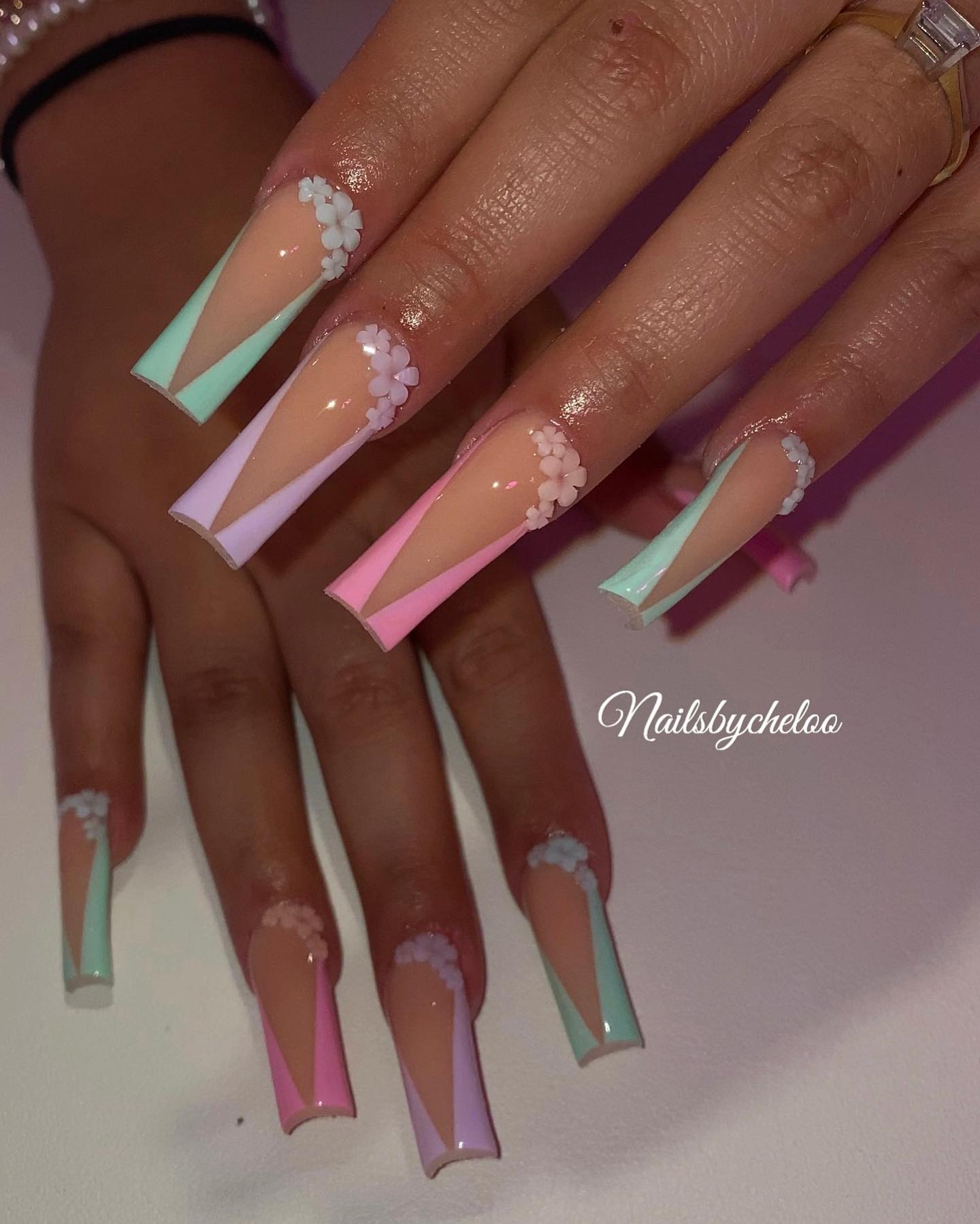 Pastel Floral Nail Art