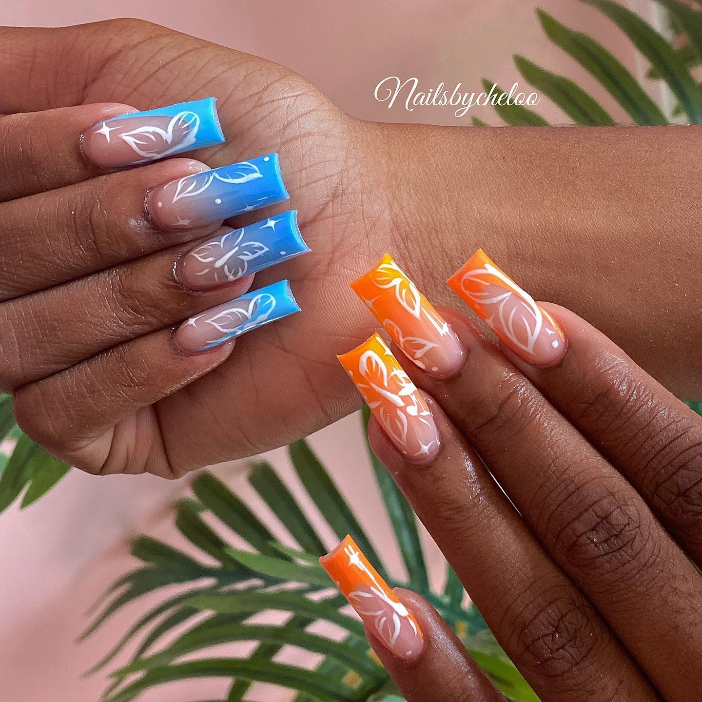 Artistic Sunset Ombre Nails