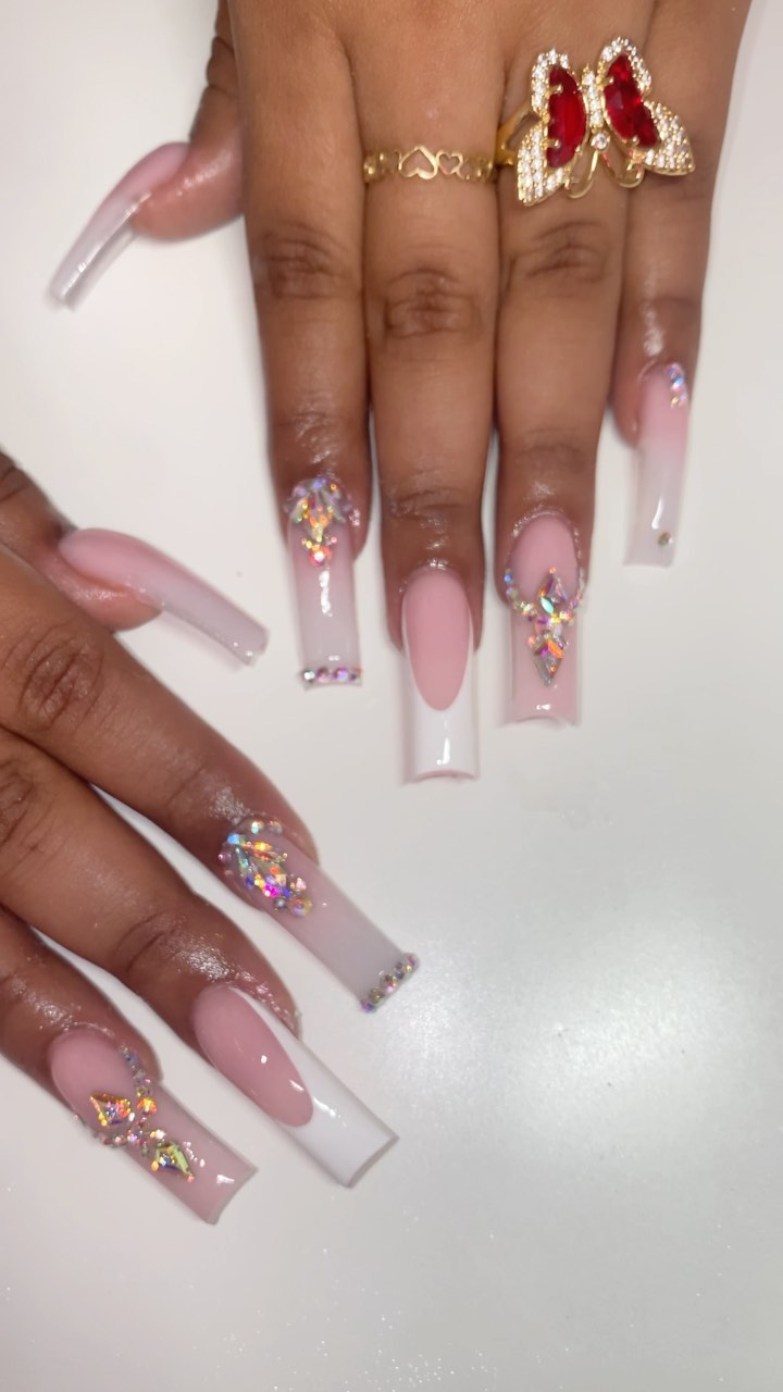 Elegant Nail Design with Rhinestones