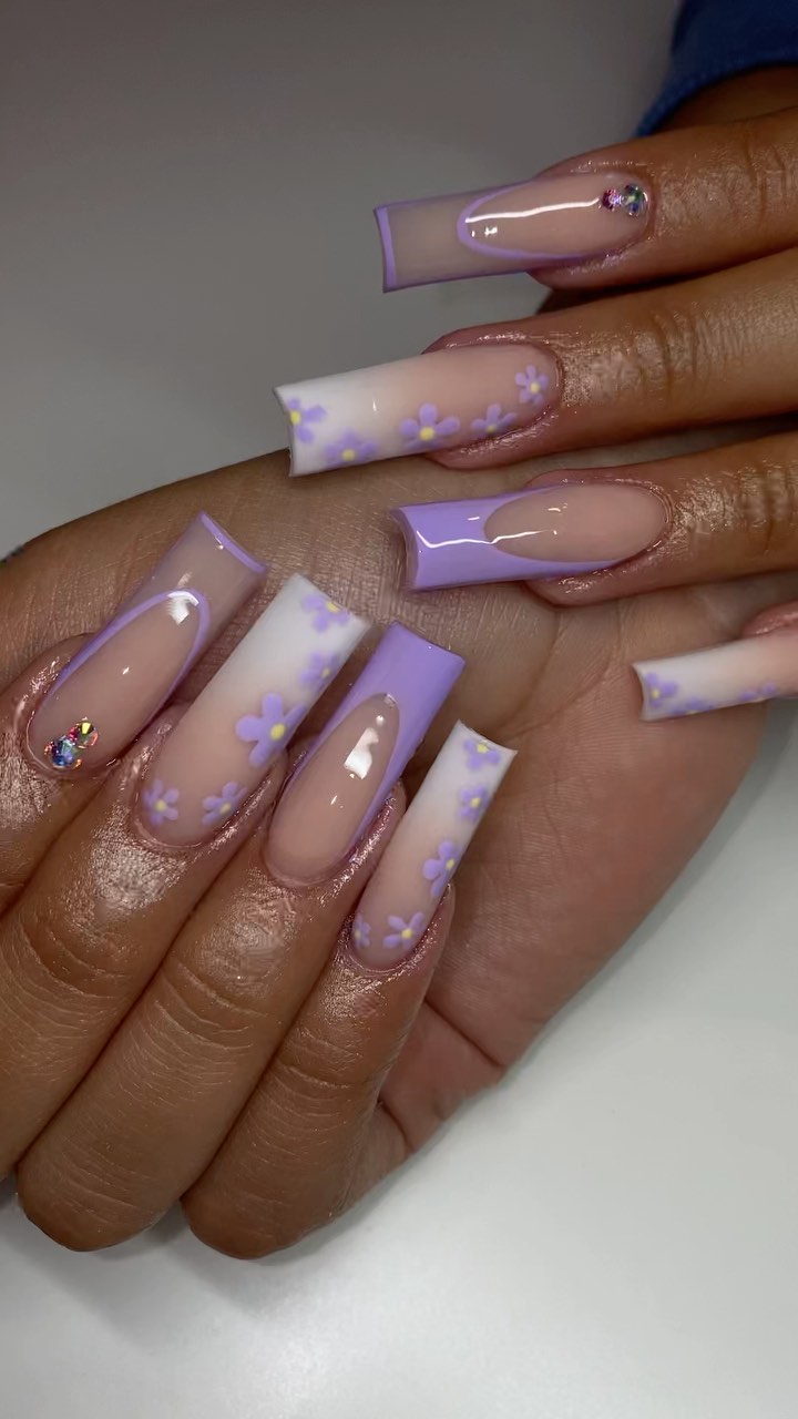 Floral Ombre Nails