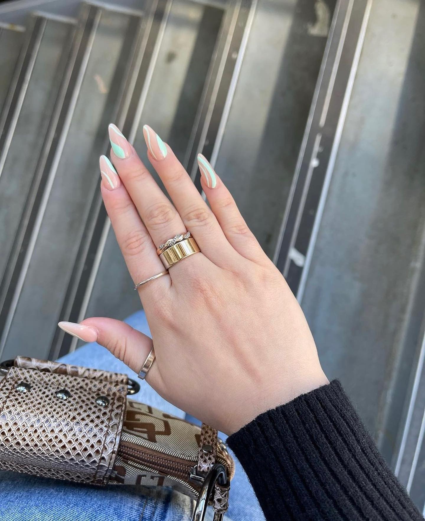 Stylish Almond Nails with Artistic Design