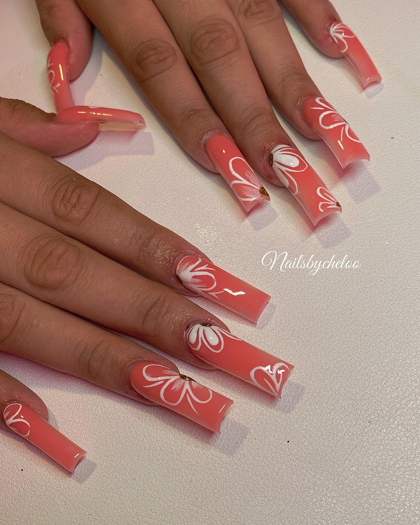 Artistic Coral Nail Design