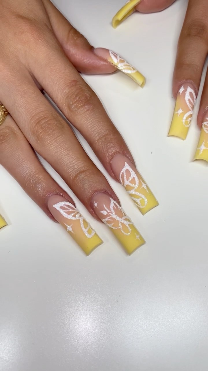 Yellow Floral Nail Design