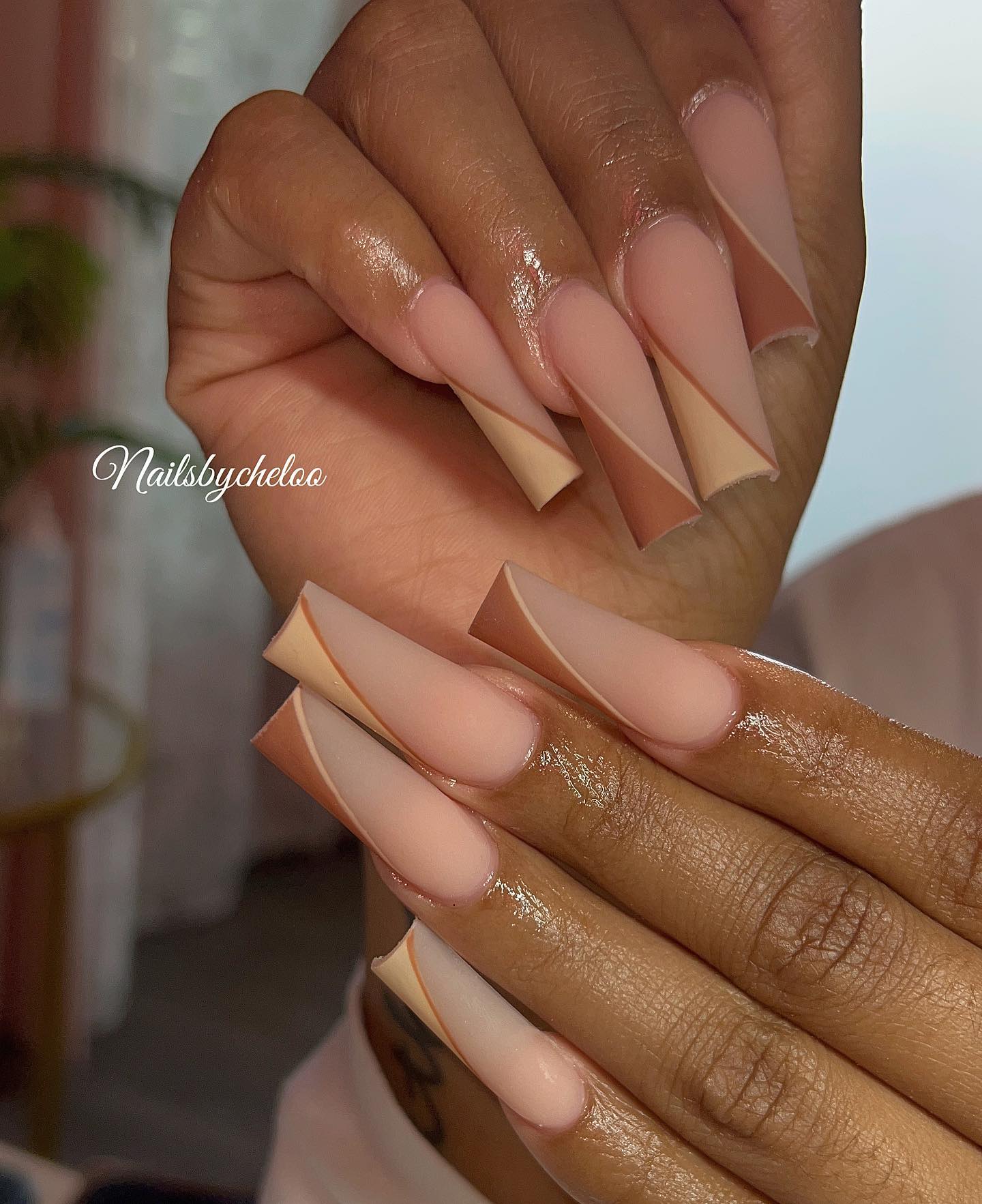 Stylish Nude and Brown Ombre Nails