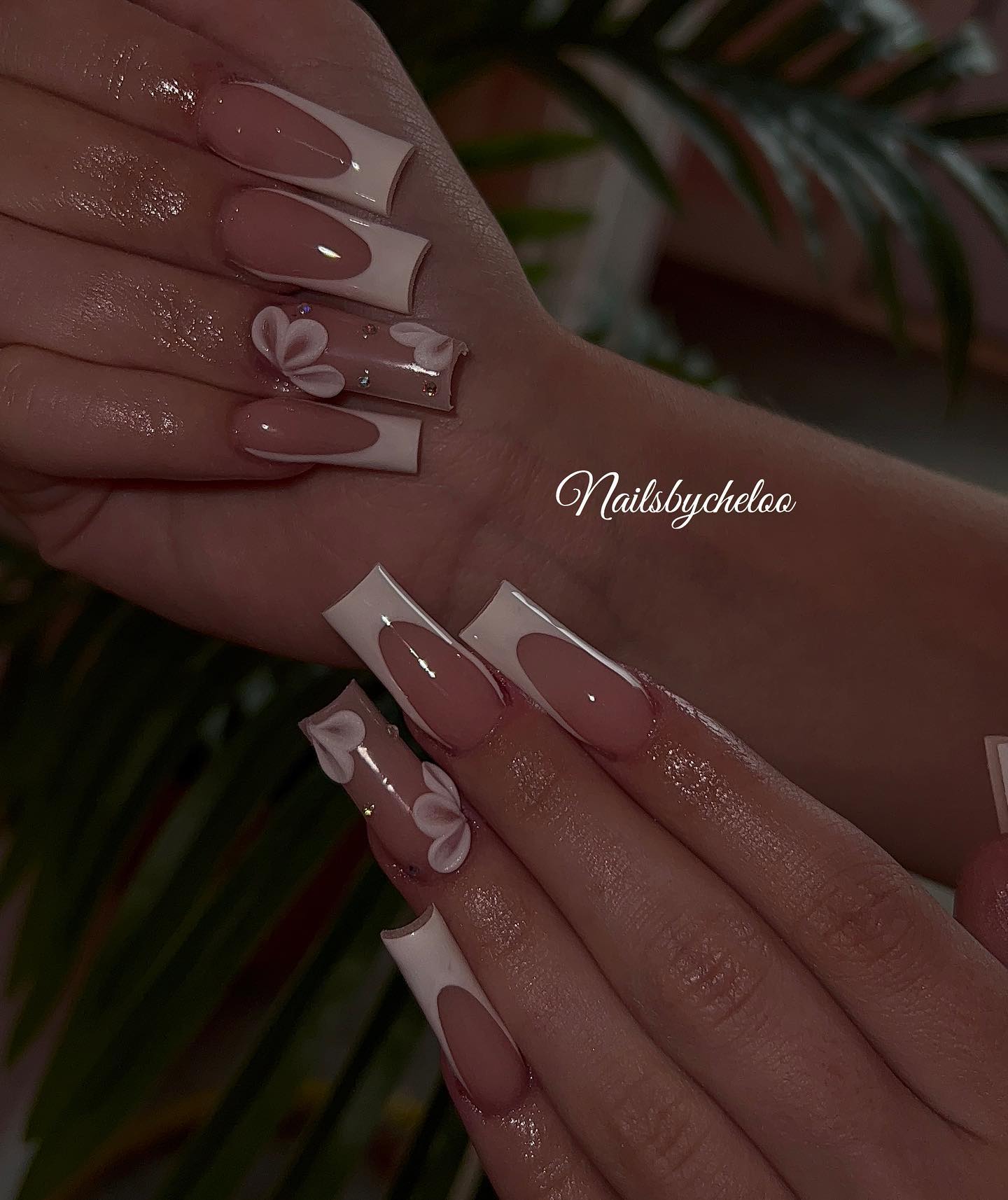 Elegant Floral French Tips