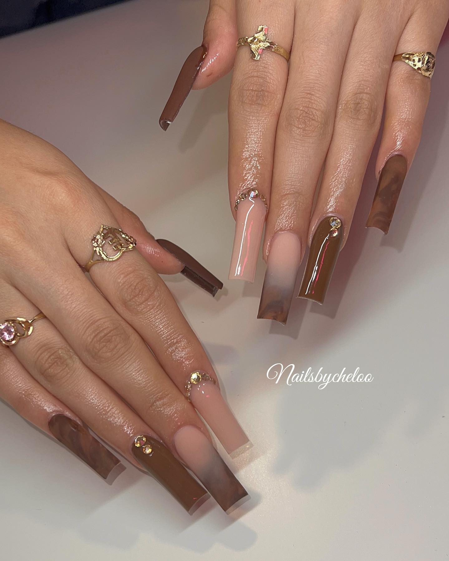 Elegant Brown and Nude Ombre Nails