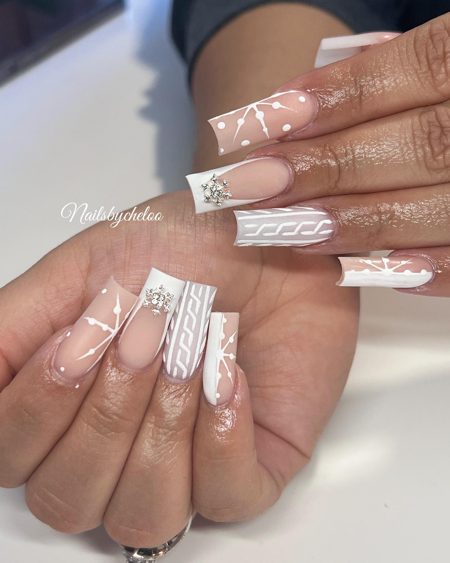 Elegant White and Nude Nail Art
