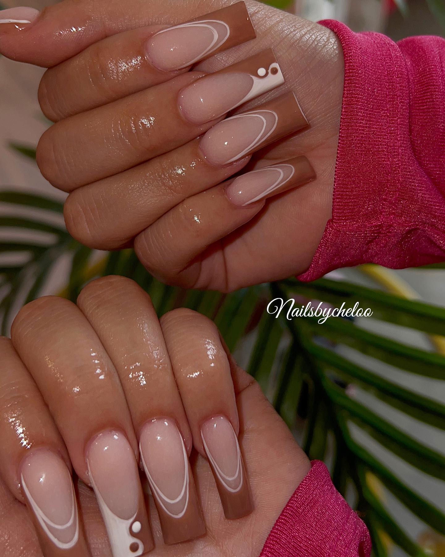 Stylish Nude and Brown Nail Art