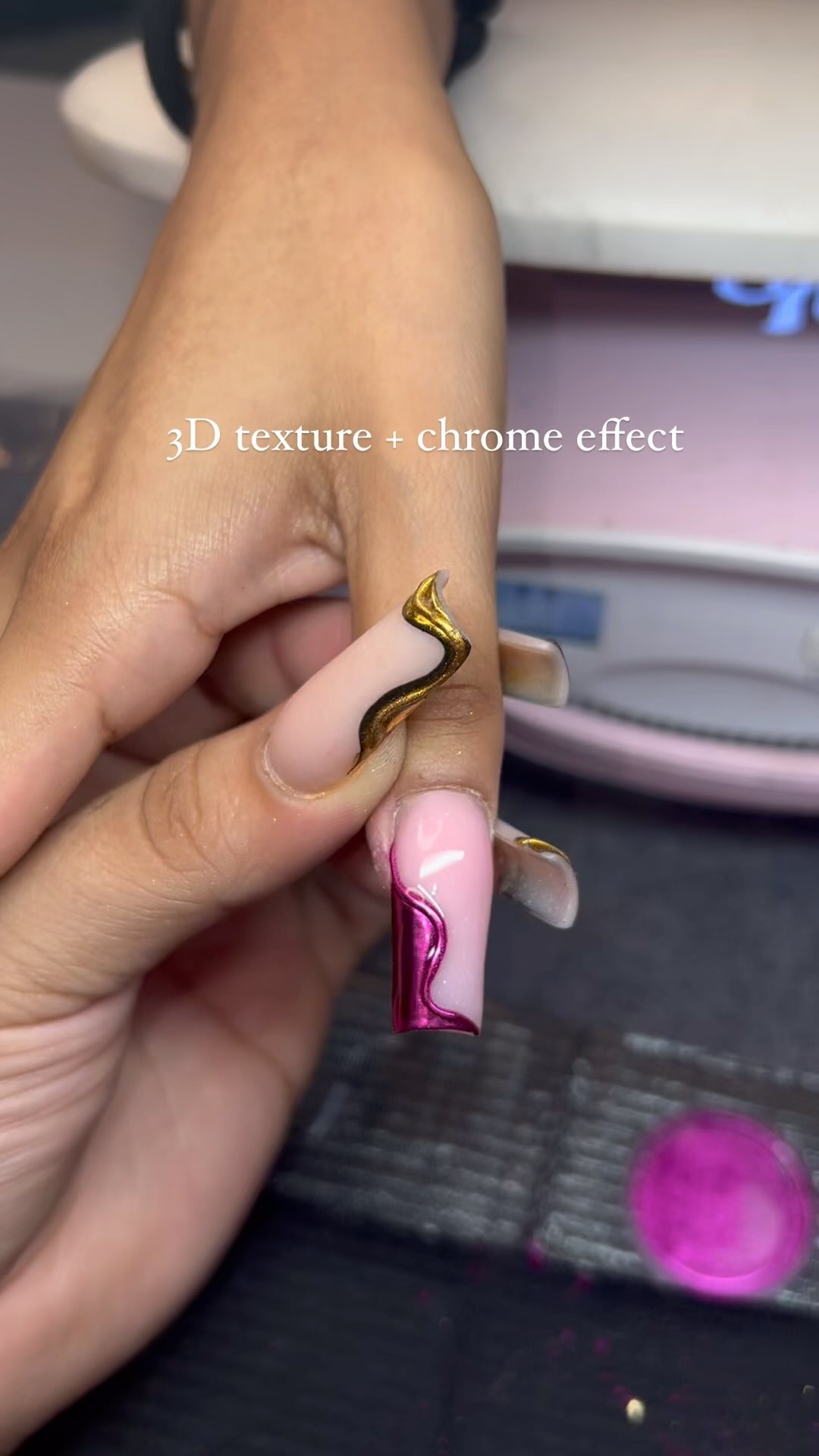 3D Textured Chrome Nails