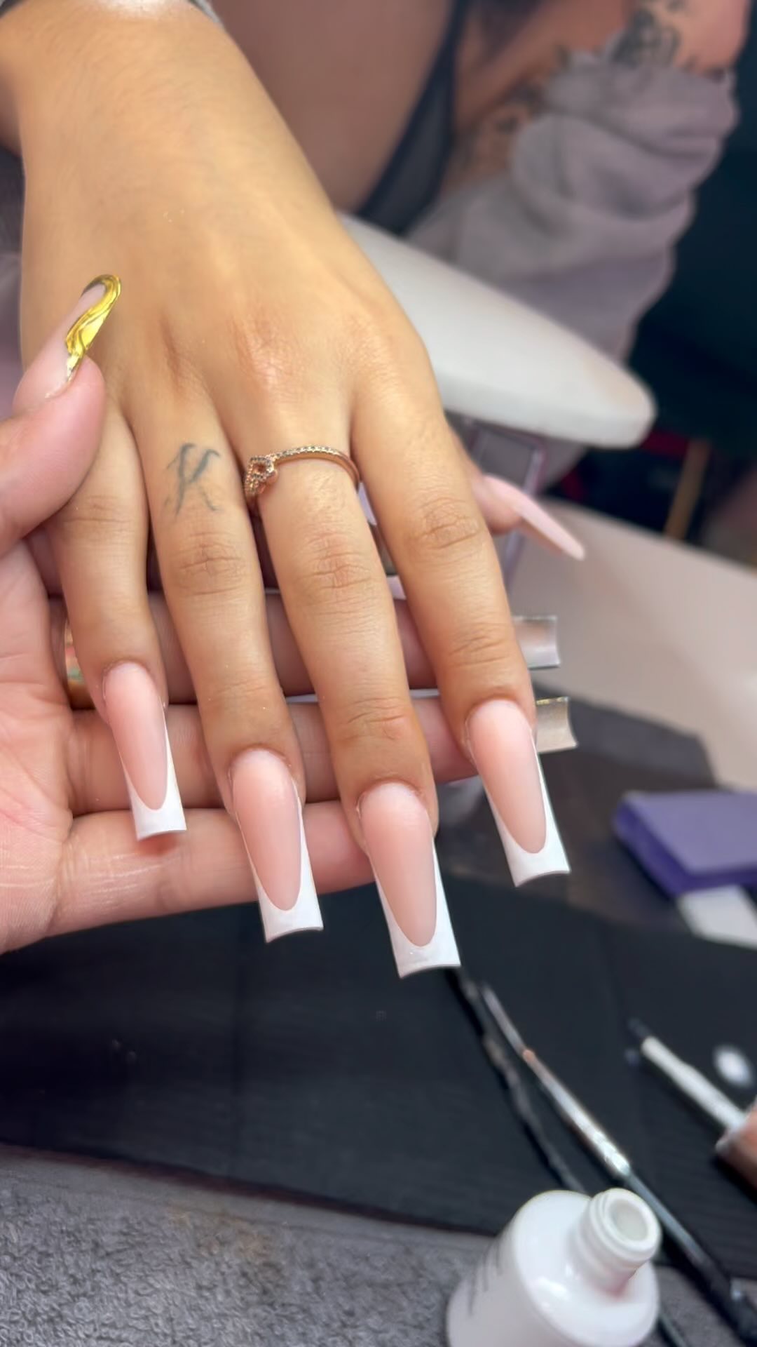 Nude and White French Tip Nails