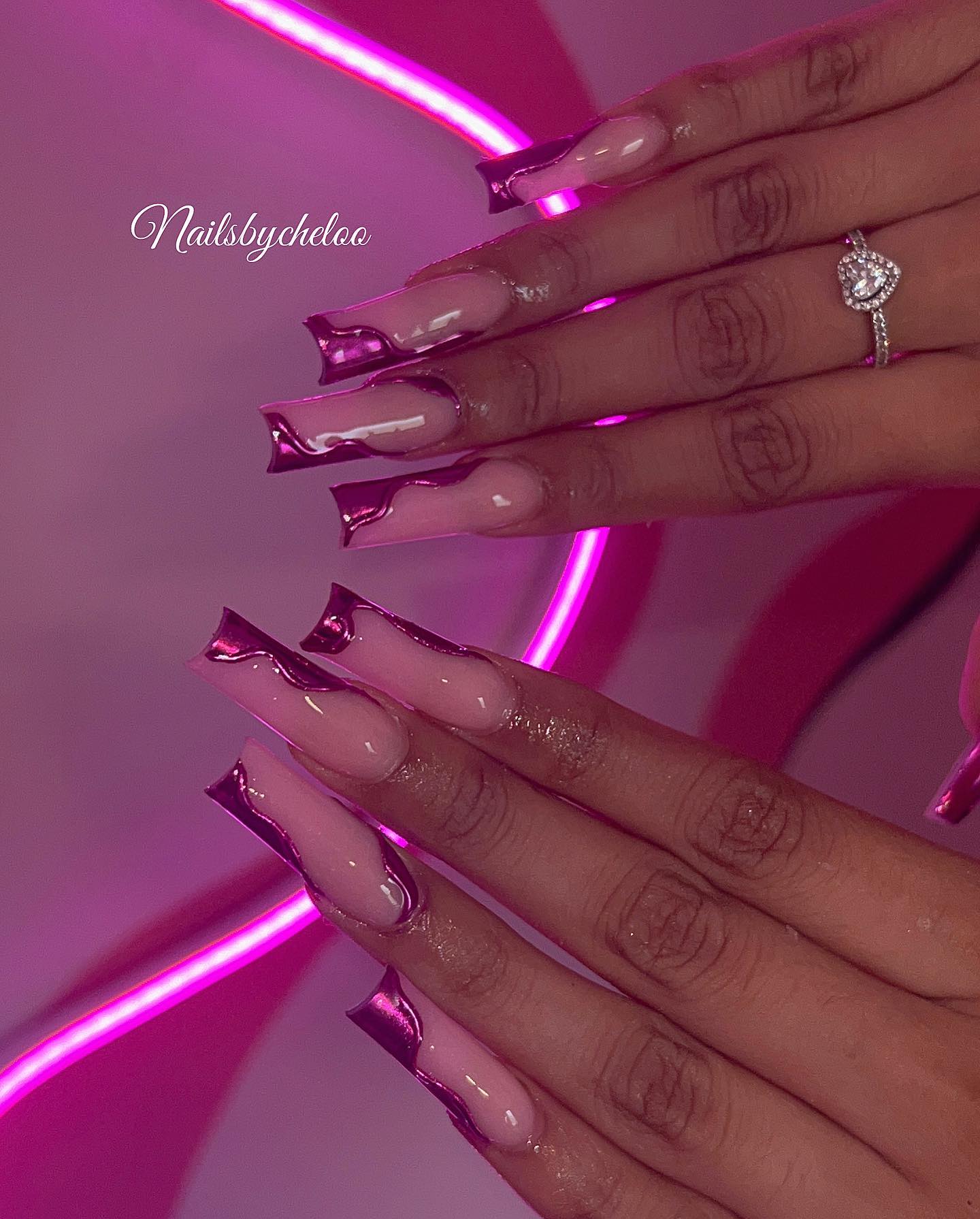 Stylish Pink and Purple Nails