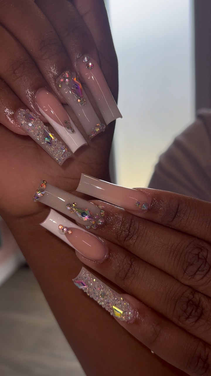 Glamorous Nail Design with Gems