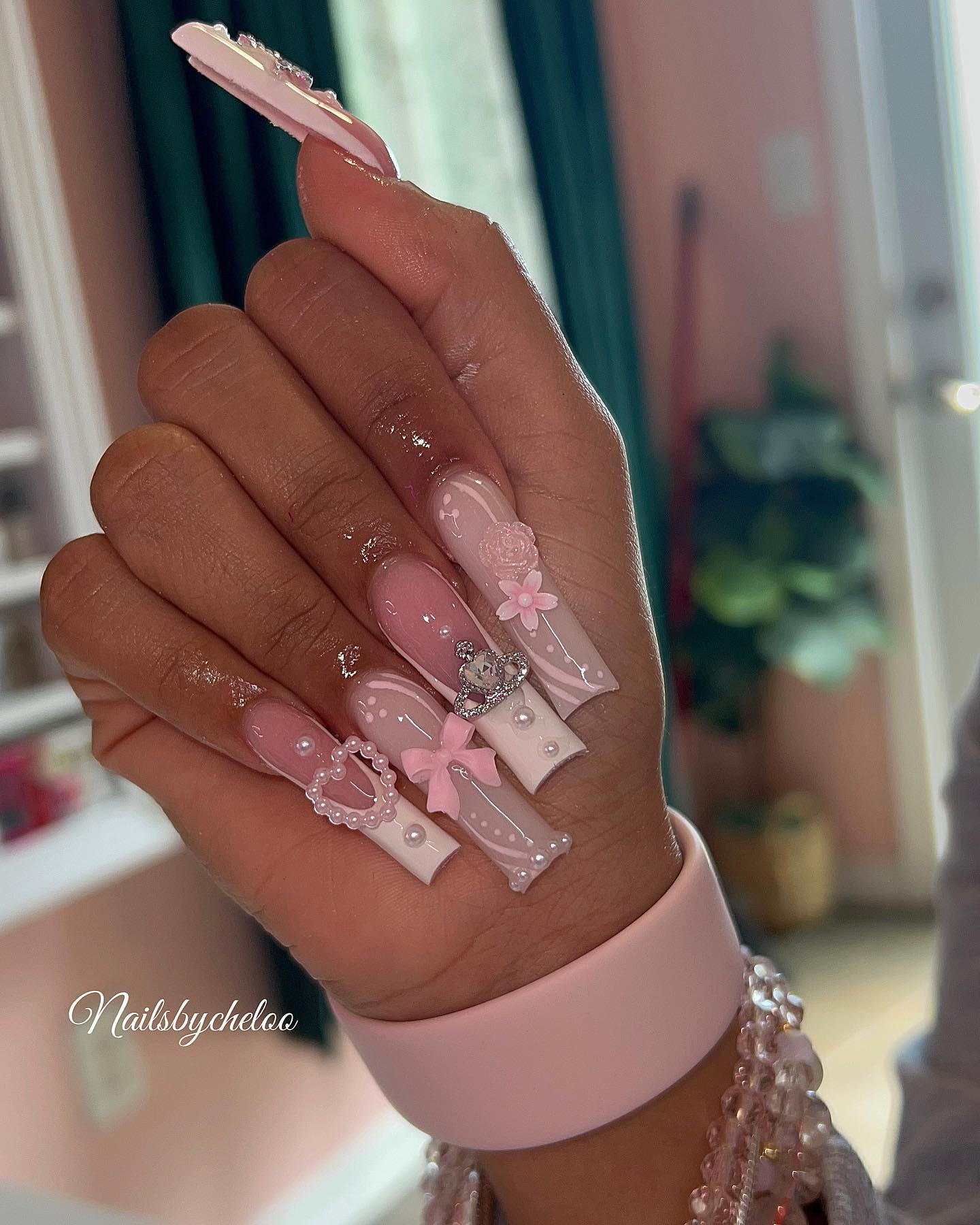 Cute Pink and Nude Themed Nail Art