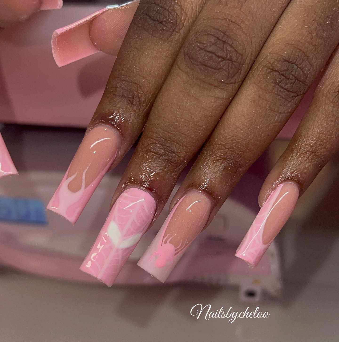 Artistic Pink and Nude Nails