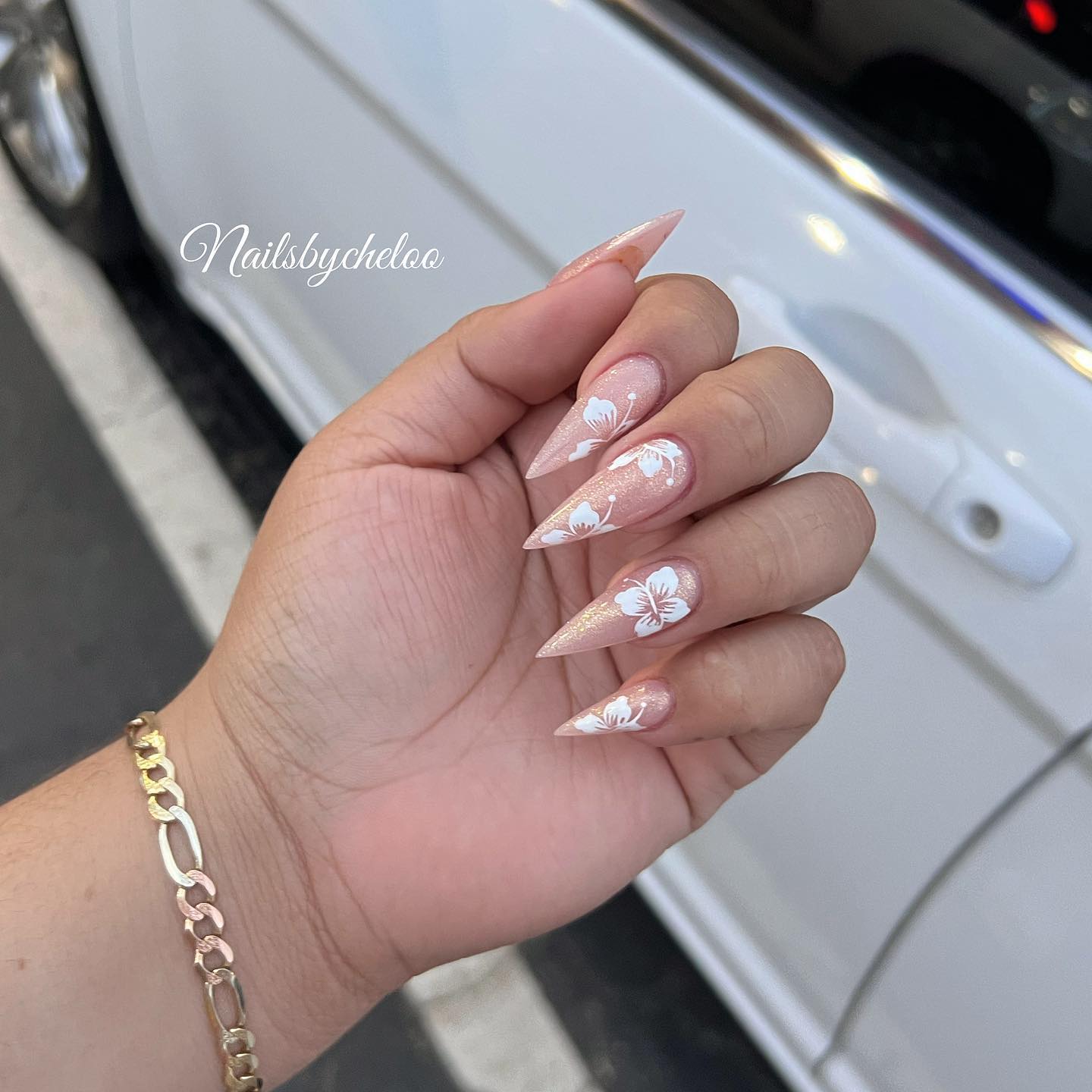 Elegant Floral Stiletto Nails