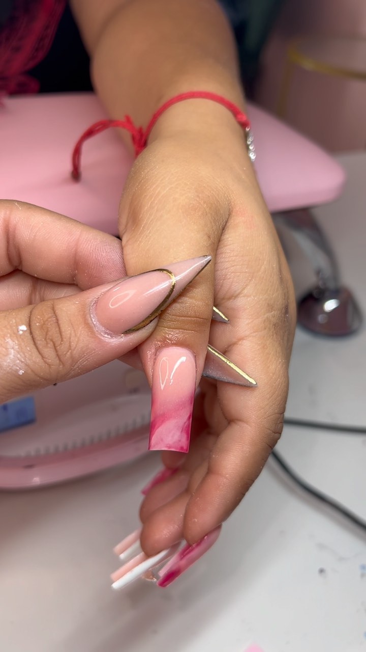 Artistic Pink Ombre Nails