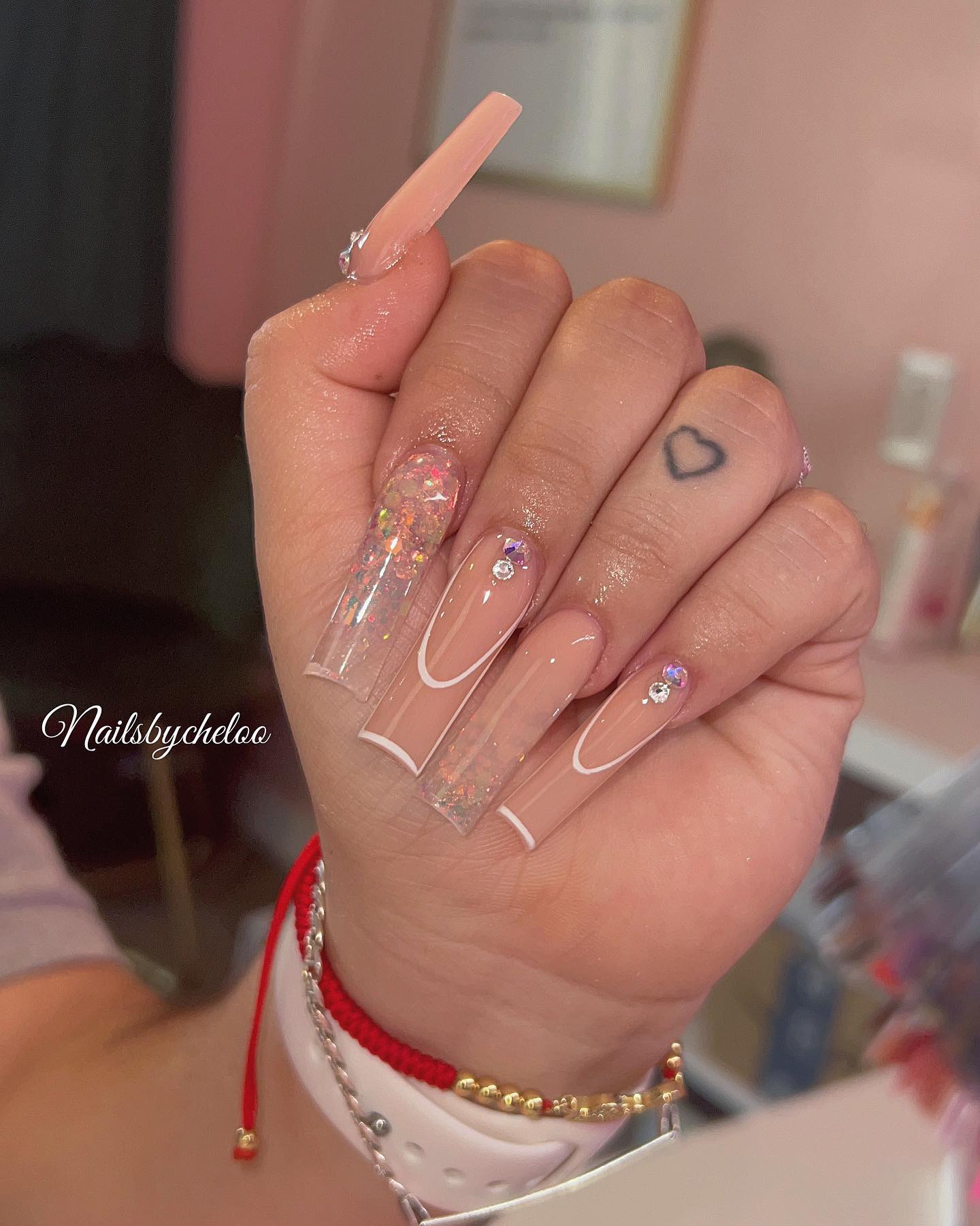 Stylish Nude Glitter Nails