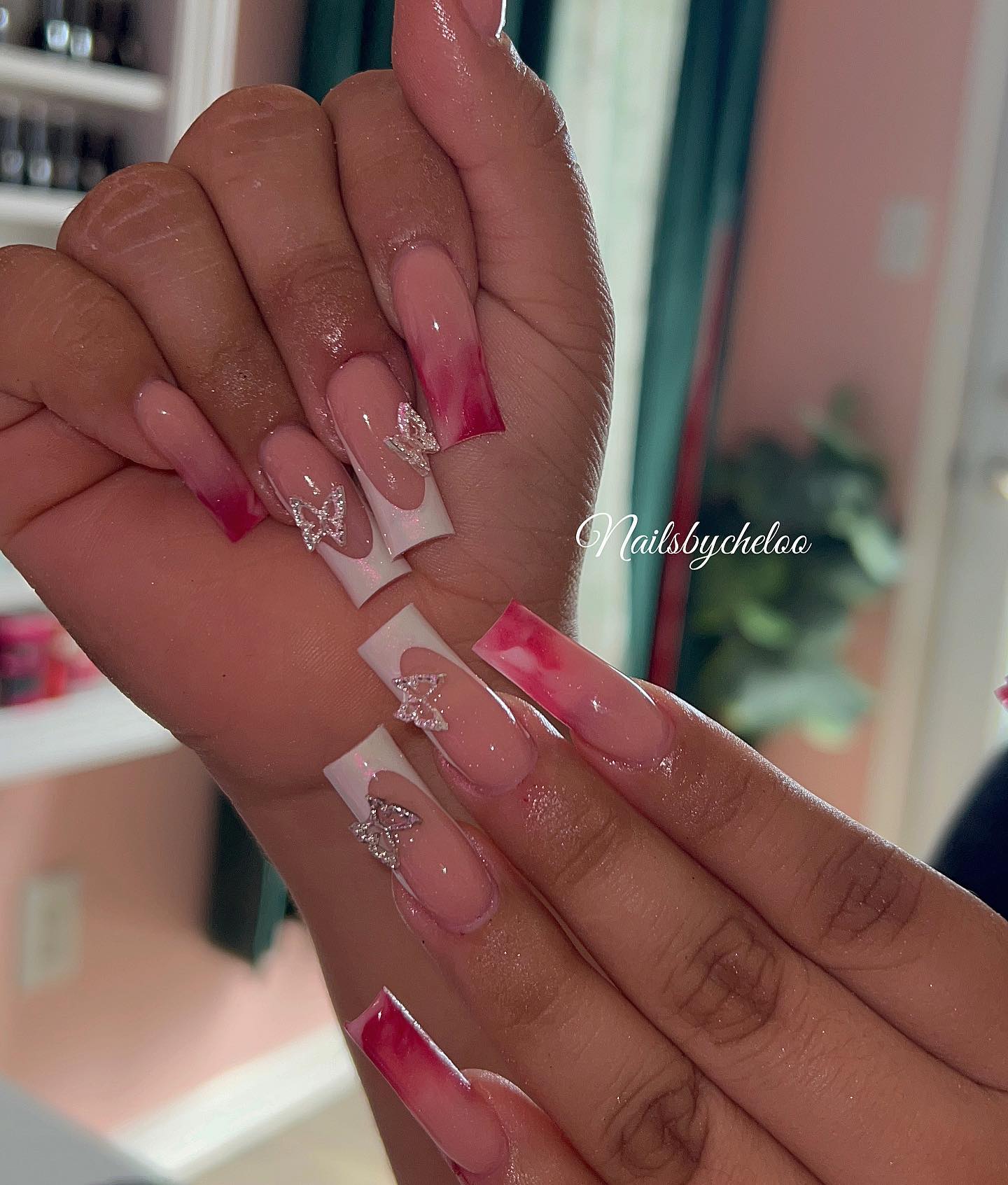 Elegant Pink Ombre Nails