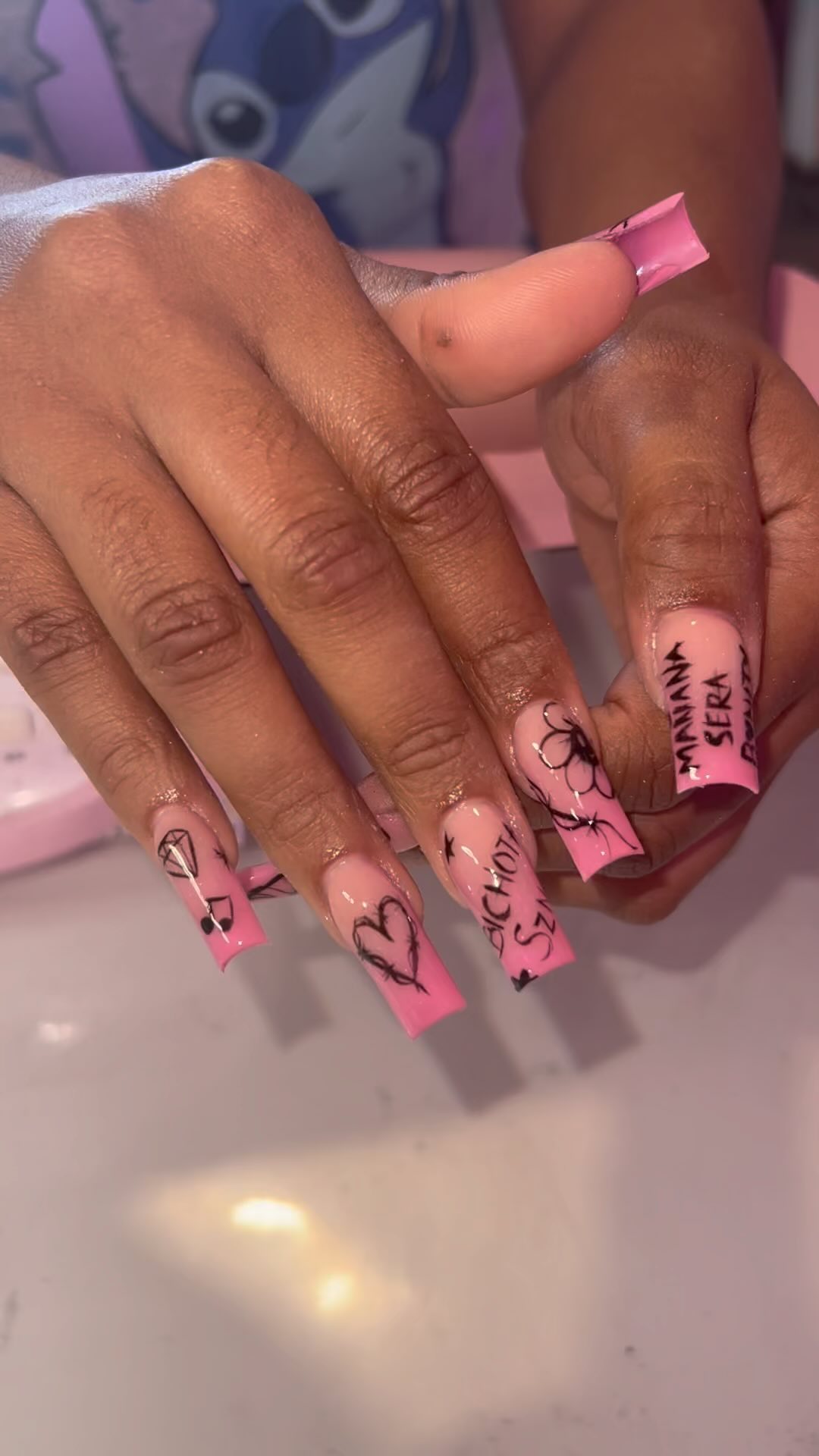 Artistic Pink Nails with Patterns