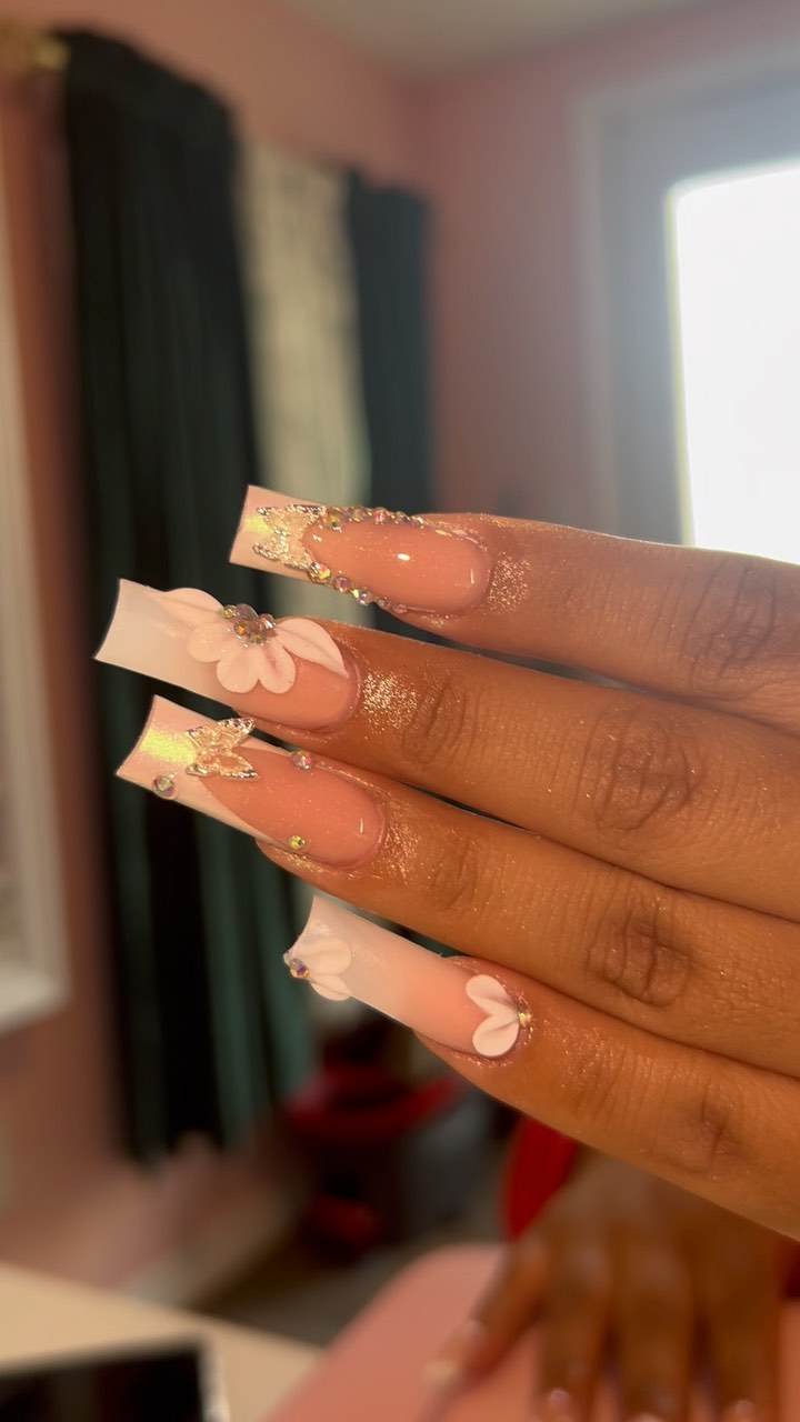 Floral Glam Nails