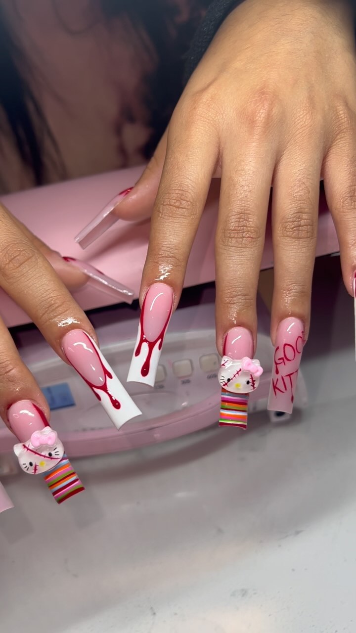 Artistic Blood Drip Nail Design