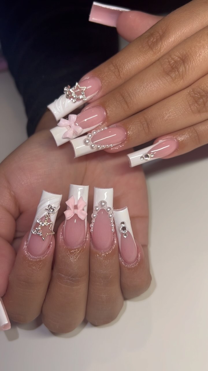 Elegant Pink and White French Tip Nails