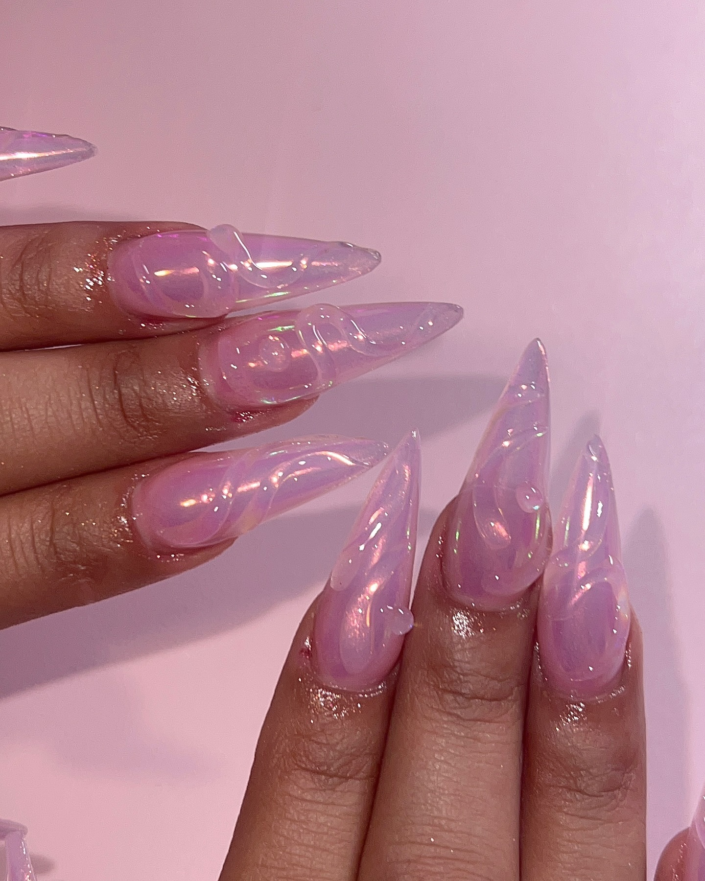 Pink Swirl Stiletto Nails