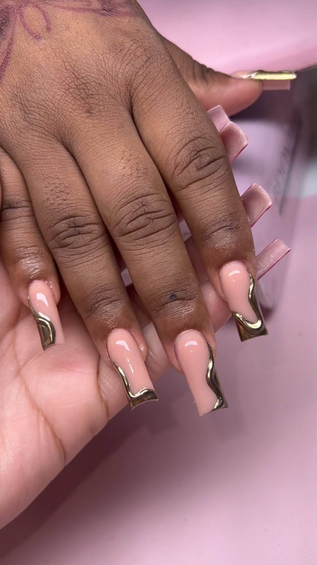 Elegant Nude and Gold Nails