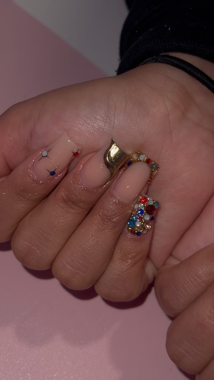 Elegant Nude and Gem Nails