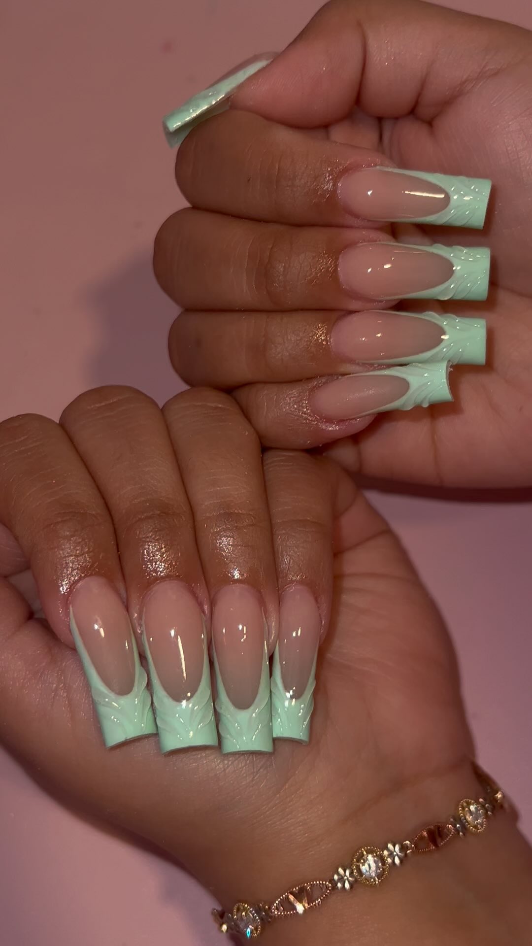 Elegant Mint and Nude Nails